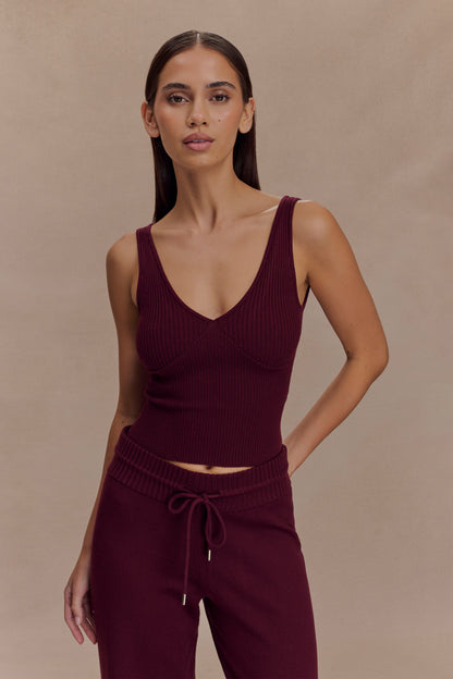Débardeur côtelé en tricot Natalya - Merlot