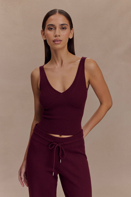 Débardeur côtelé en tricot Natalya - Merlot