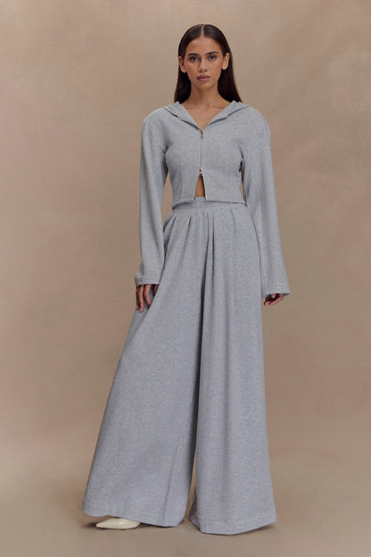 Sweat à capuche zippé Quinn - Gris clair chiné