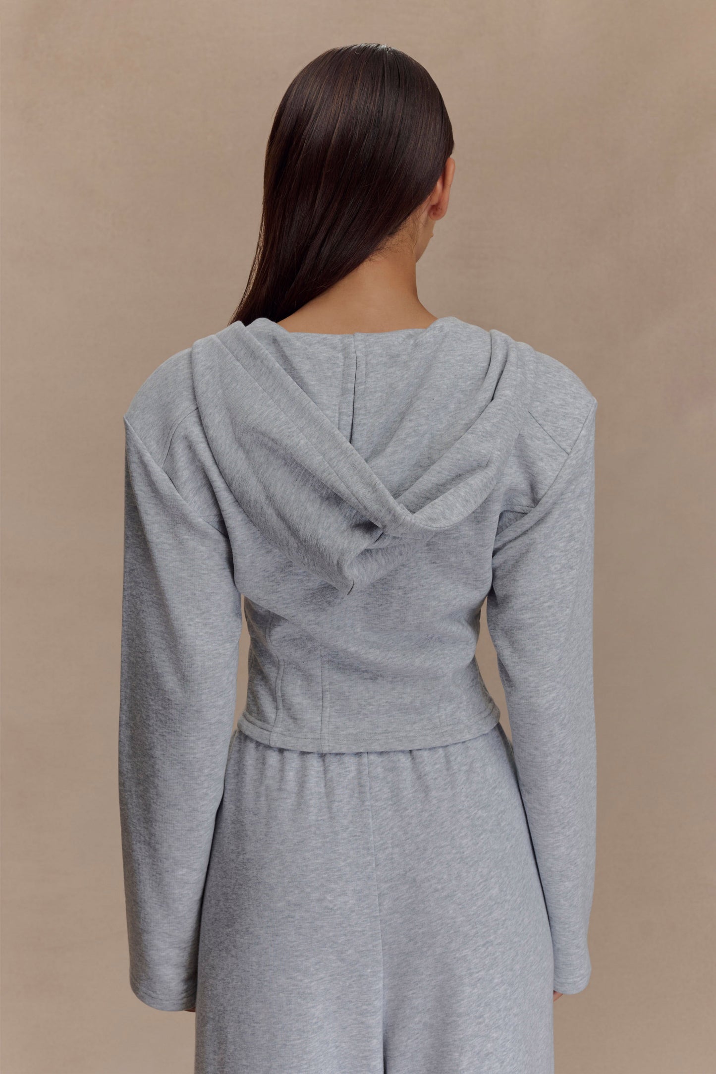 Sweat à capuche zippé Quinn - Gris clair chiné