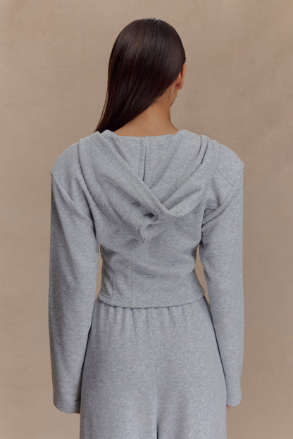 Sweat à capuche zippé Quinn - Gris clair chiné