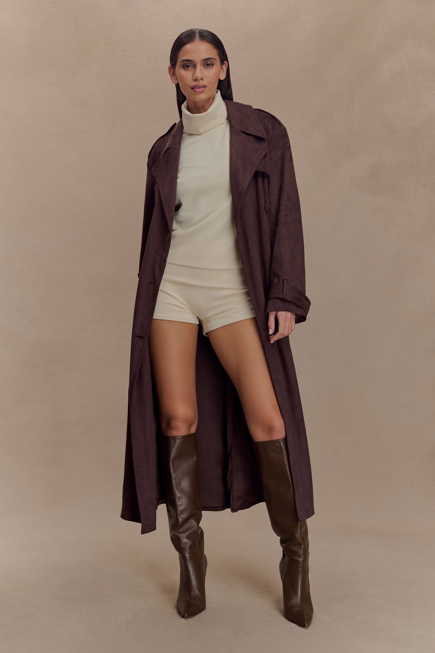 Manteau en similicuir Marc - Chocolat Cacao