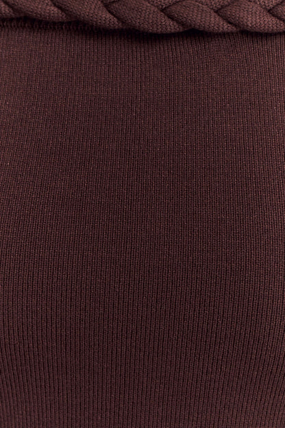 Robe Maxi en Tricot sans Bretelles Heidi avec Écharpe - Chocolat Noir