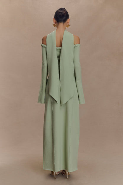 Robe Maxi en Tricot sans Bretelles Heidi avec Écharpe - Vert Pastel