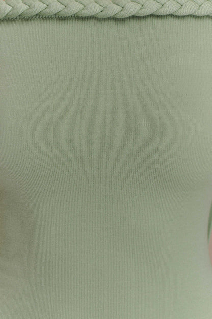 Robe Maxi en Tricot sans Bretelles Heidi avec Écharpe - Vert Pastel