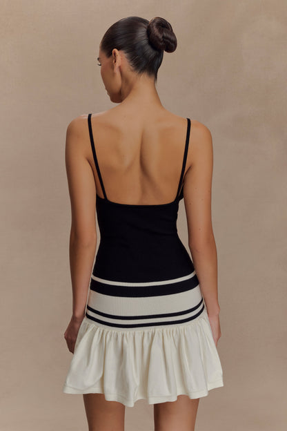 Robe mini en tricot contrasté Ellison - Noir/Blanc