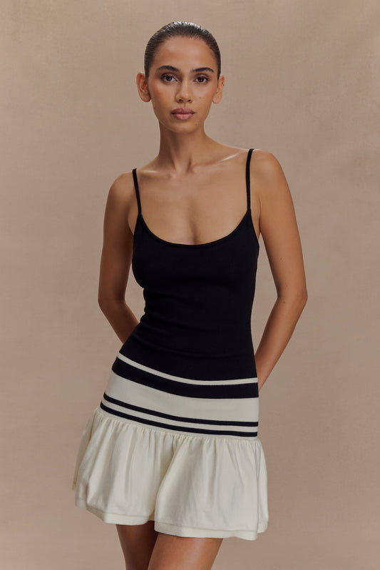 Robe mini en tricot contrasté Ellison - Noir/Blanc