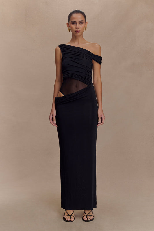 Robe Maxi Étroite à Épaule Découverte Callen - Noir