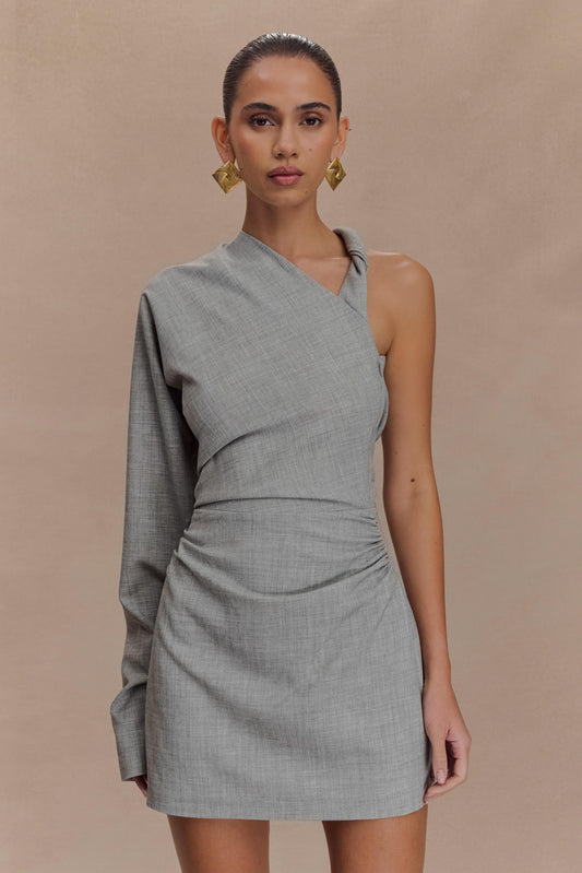 Mini-robe Dorian à épaules torsadées - Gris anthracite chiné
