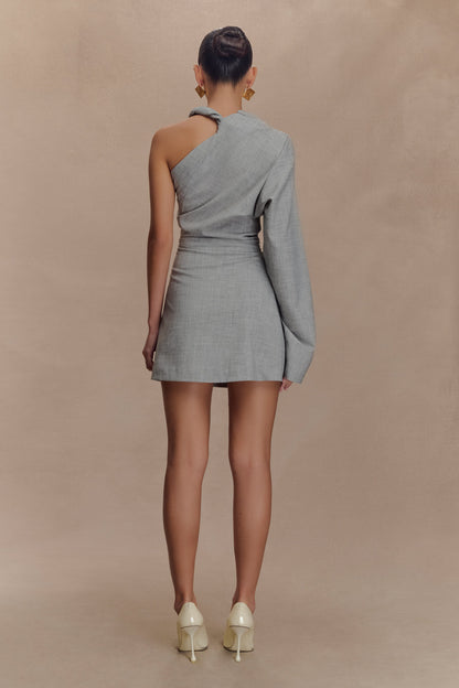 Mini-robe Dorian à épaules torsadées - Gris anthracite chiné
