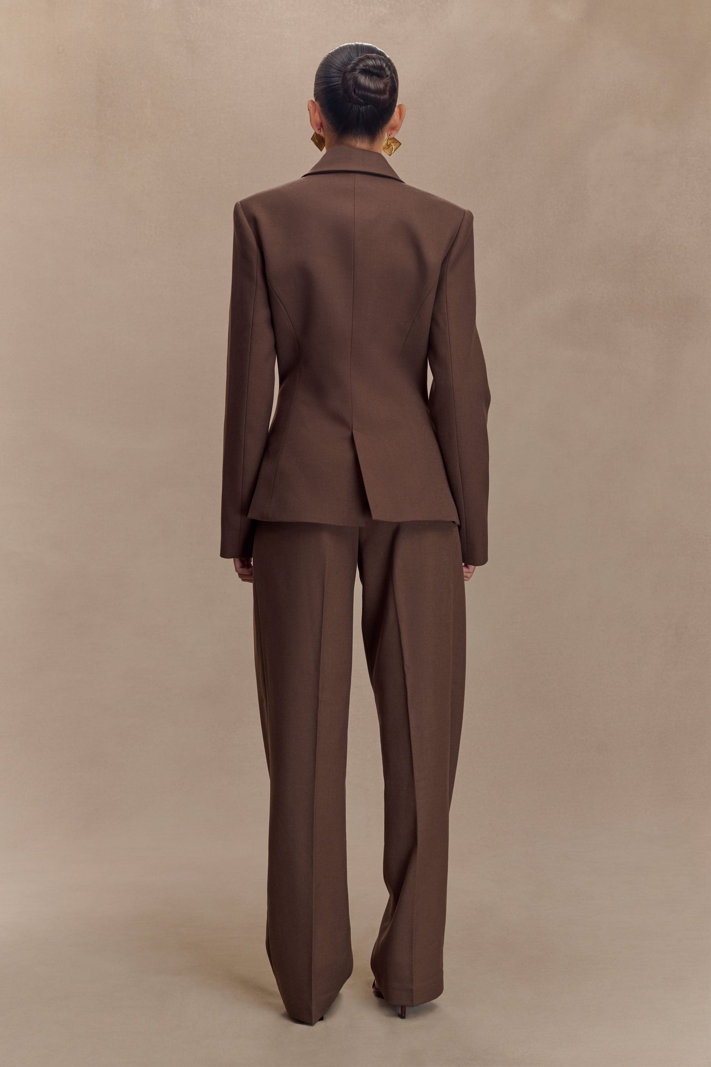 Pantalon à taille haute plissé Penelope - Chocolat
