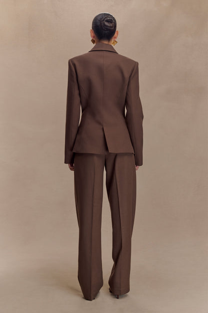 Pantalon à taille haute plissé Penelope - Chocolat