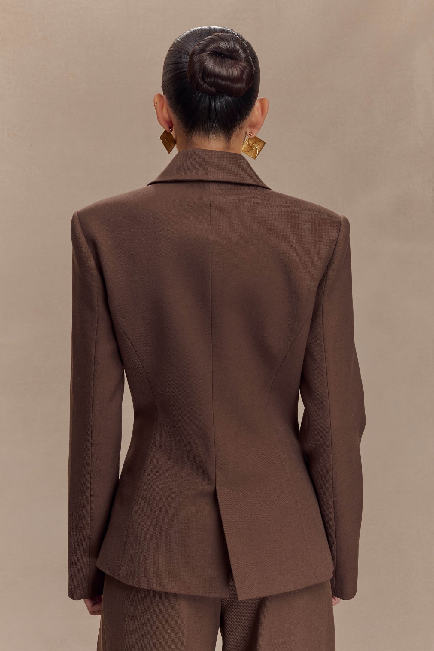 Blazer taille haute à effet cintré - Chocolat