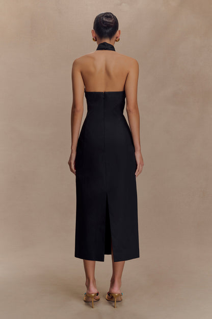 Robe midi à col montant Simona - Noir