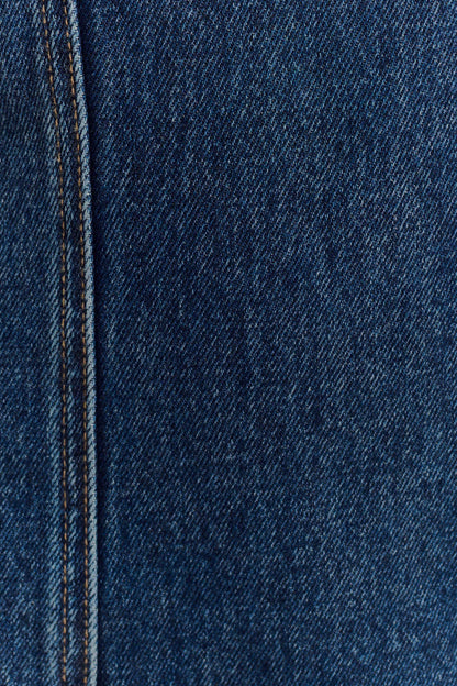 Mini-robe en jean à épaules dénudées Pascale - Bleu foncé délavé