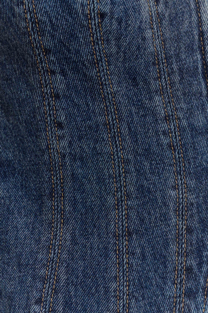 Top en jean à manches courtes Loretta - Bleu foncé délavé