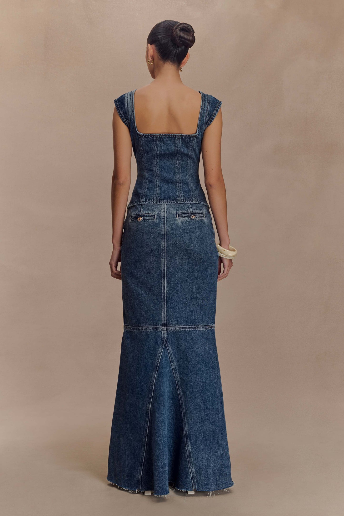 Jupe Maxi en Jean Loretta - Bleu Foncé Lavé