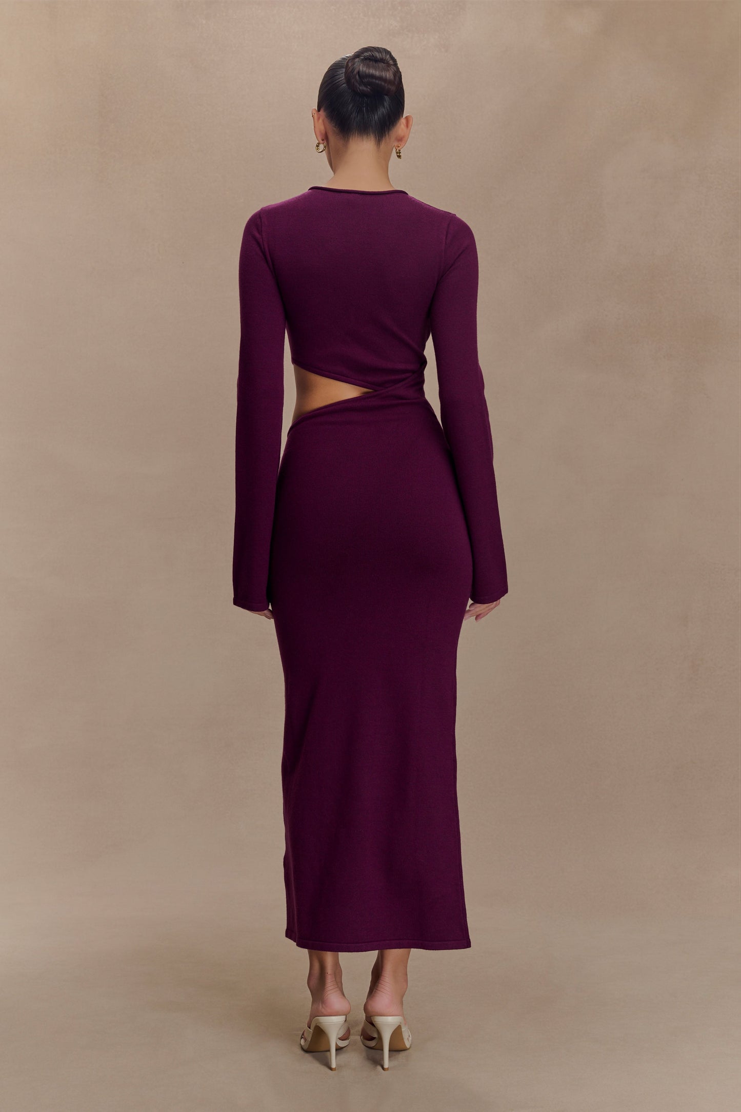 Robe mi-longue en jersey à manches longues Azariah - Prune