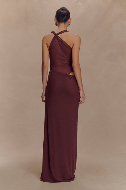 Robe Maxi en Maille à Nœuds Edwina - Brun-Rouge