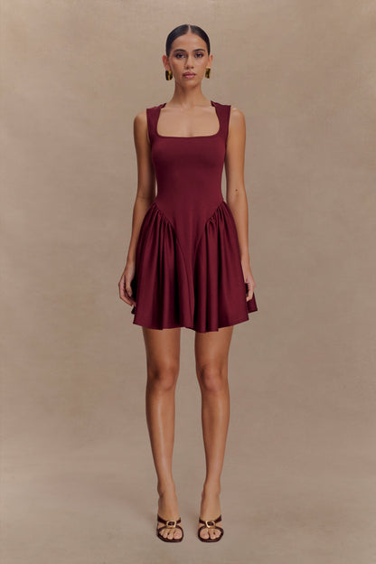 Mini-robe en jersey scuba Sharon - Vin rouge