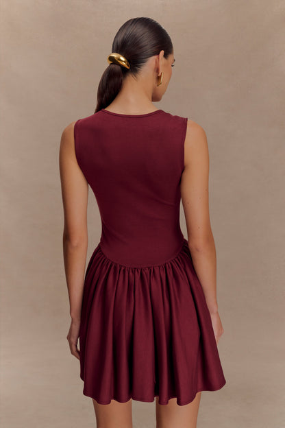 Mini-robe en jersey scuba Sharon - Vin rouge