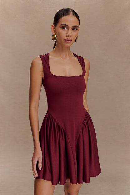 Mini-robe en jersey scuba Sharon - Vin rouge