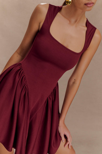 Mini-robe en jersey scuba Sharon - Vin rouge