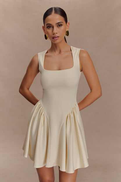 Mini-robe Sharon en jersey scuba - Ivoire