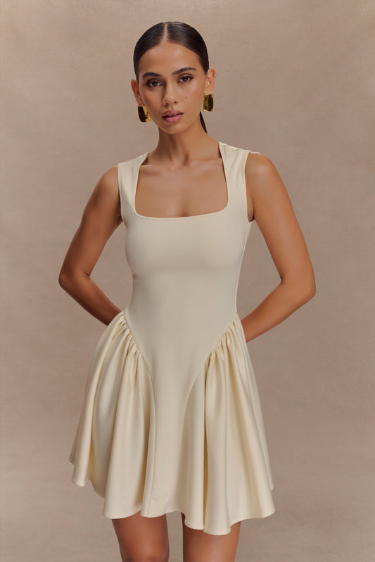 Mini-robe Sharon en jersey scuba - Ivoire