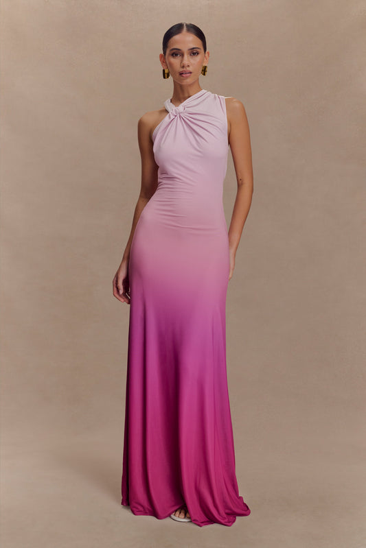 Marlee Robe Maxi Asymétrique et Étroite - Rose Ombré