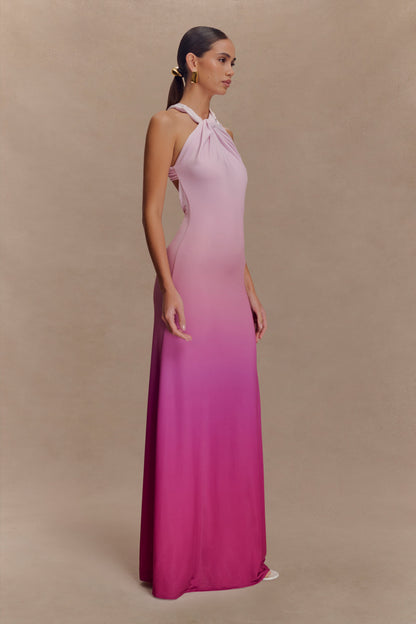 Marlee Robe Maxi Asymétrique et Étroite - Rose Ombré