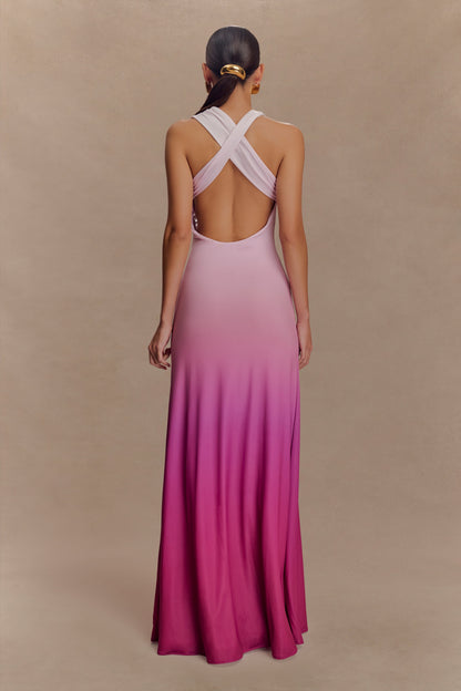 Marlee Robe Maxi Asymétrique et Étroite - Rose Ombré