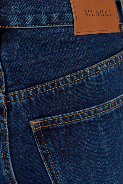 Jean en jean à taille mi-haute avec strass Laina - Bleu minuit