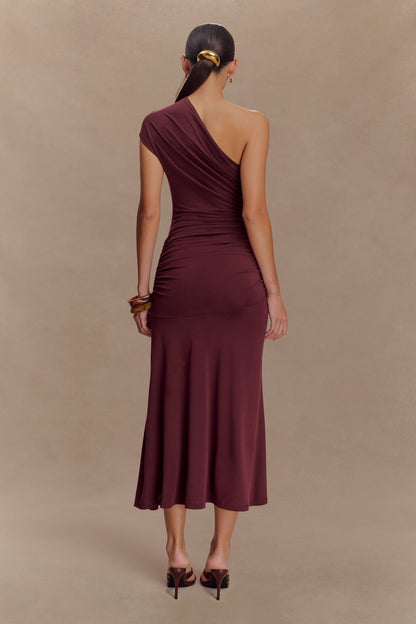 Robe midi asymétrique en jersey pêche de Chloe - Brun-rouge