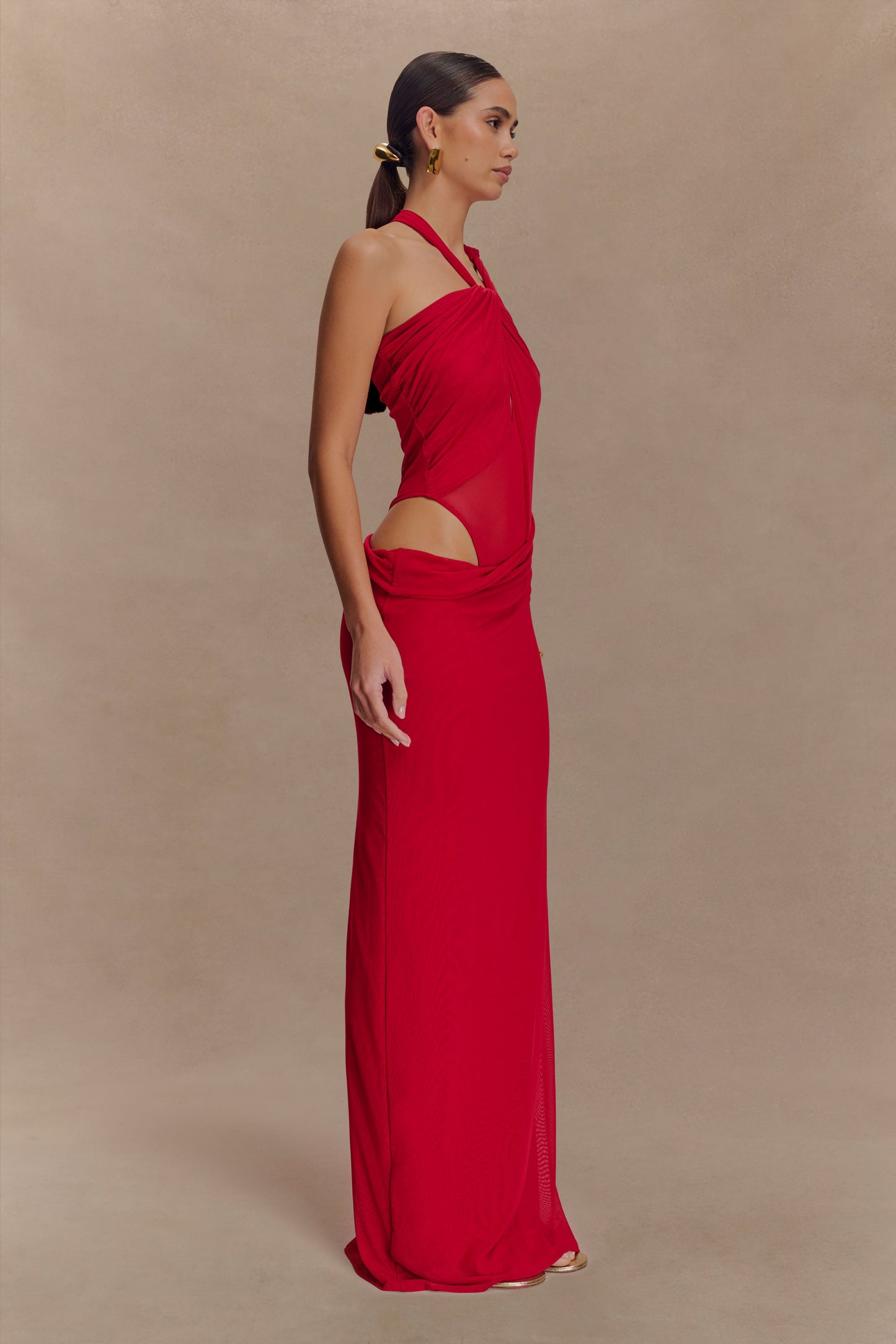 Robe Maxi en Maille à Nœuds Edwina - Rouge