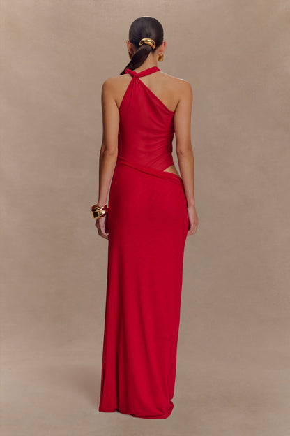 Robe Maxi en Maille à Nœuds Edwina - Rouge