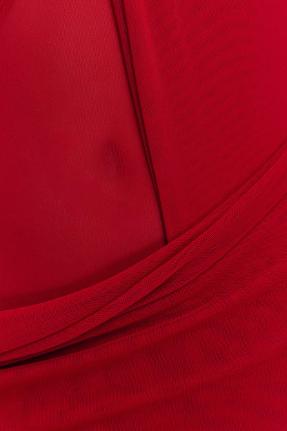 Robe Maxi en Maille à Nœuds Edwina - Rouge