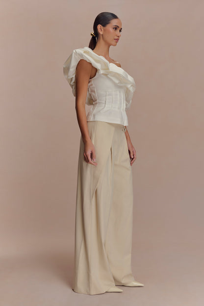 Top à une épaule à bulles Debbie - Blanc