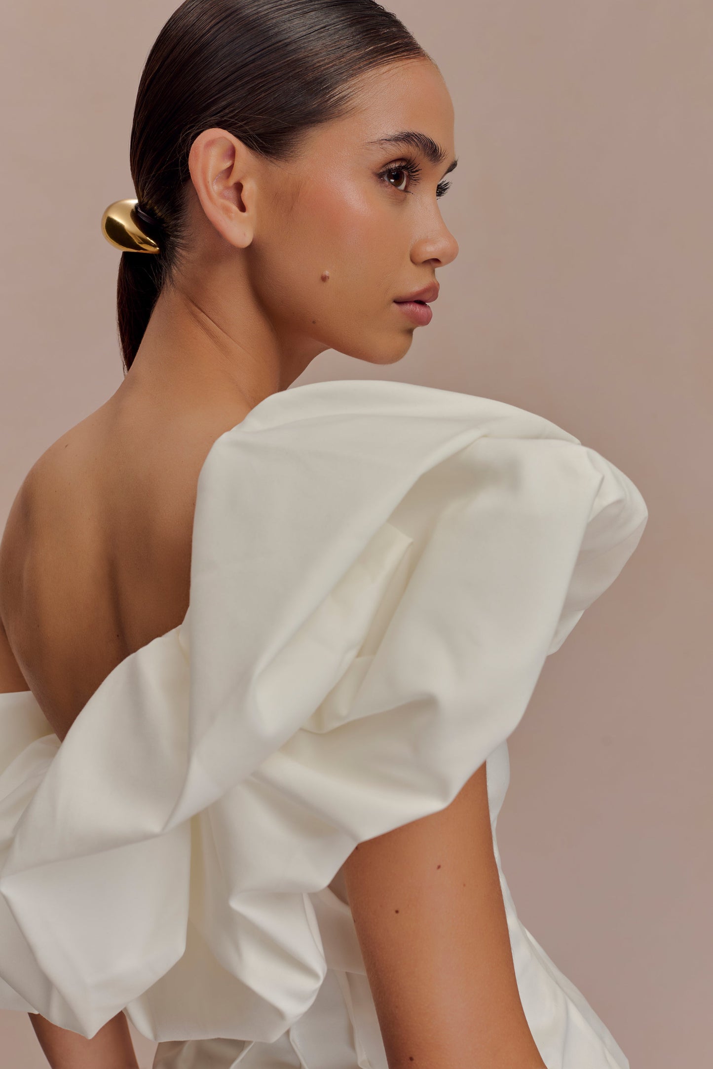 Top à une épaule à bulles Debbie - Blanc