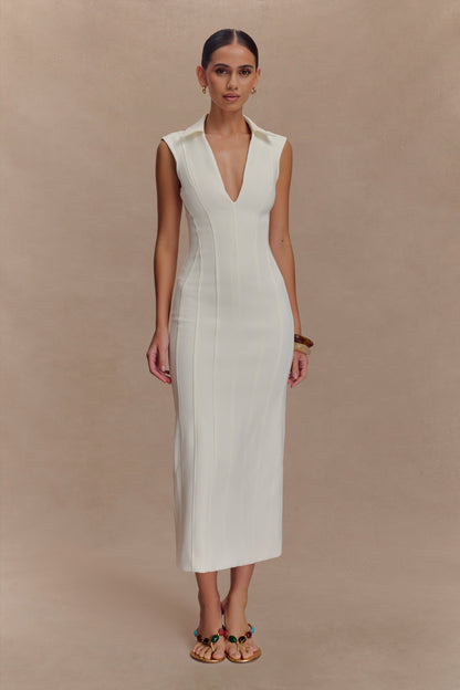Robe midi sans manches Keagan - Ivoire