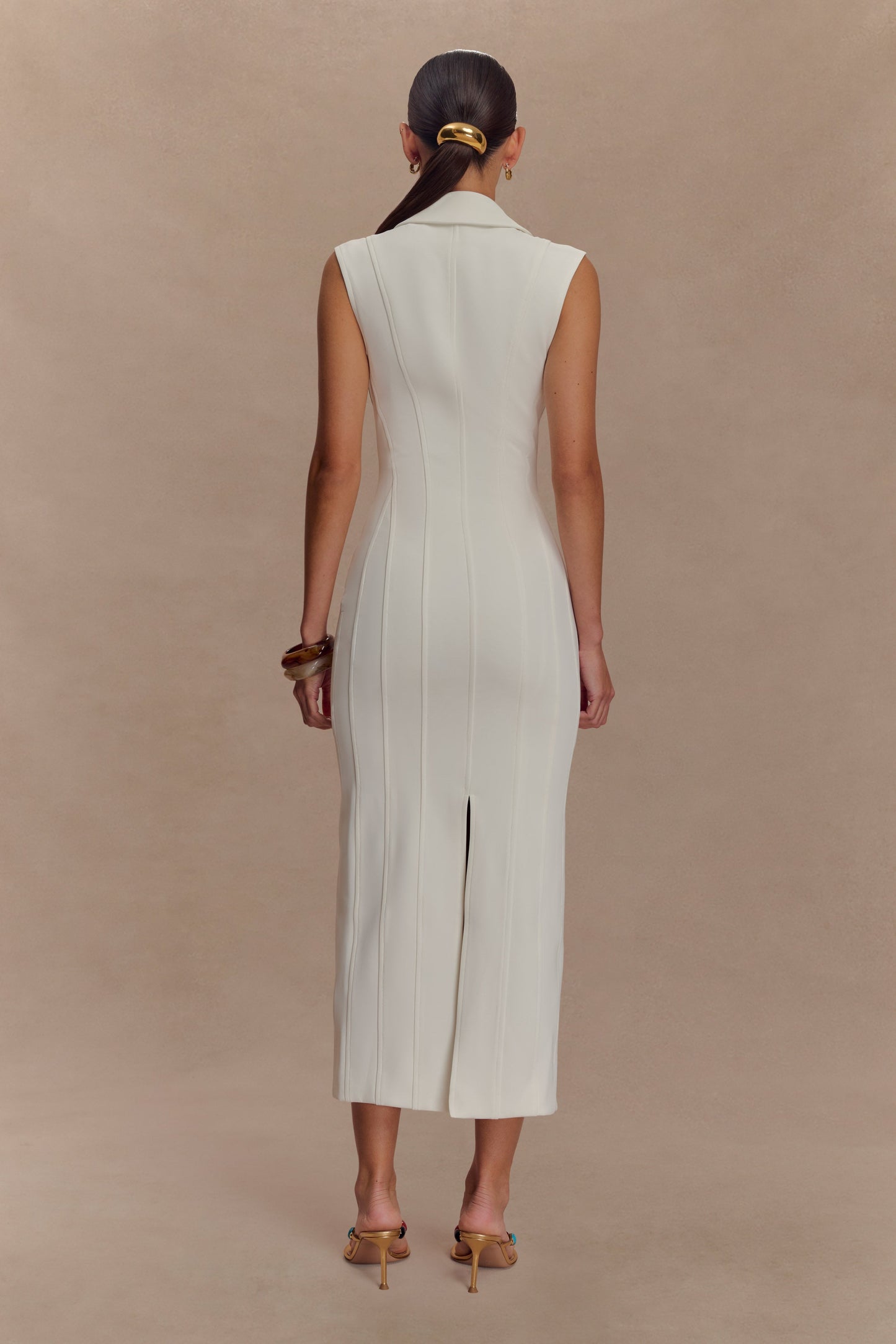Robe midi sans manches Keagan - Ivoire