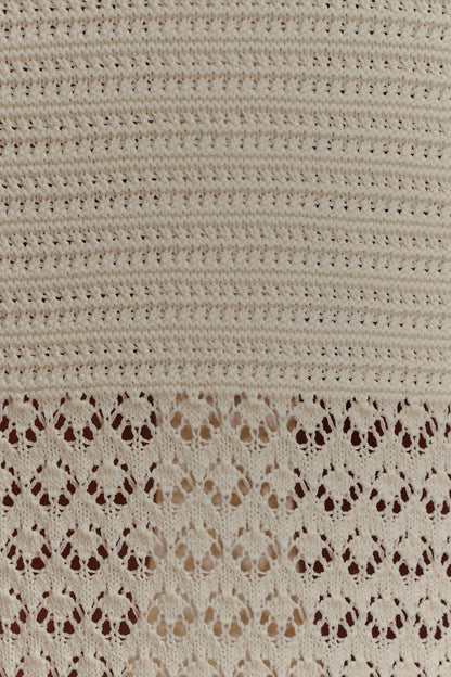 Jupe mi-longue en tricot à volants Madeline - Ivoire