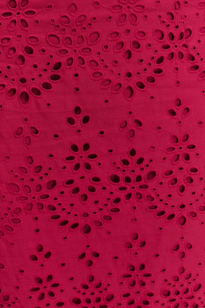 Jupe mi-longue brodée Kensley - Dragonfruit