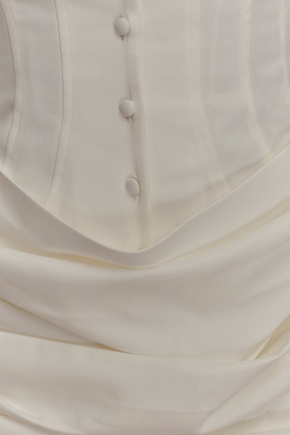 Mini-robe en coton à col montant Tarryn - Blanc