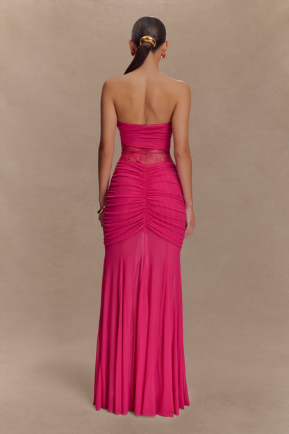 Robe Maxi en Dentelle et Maille Khadijah - Dragonfruit