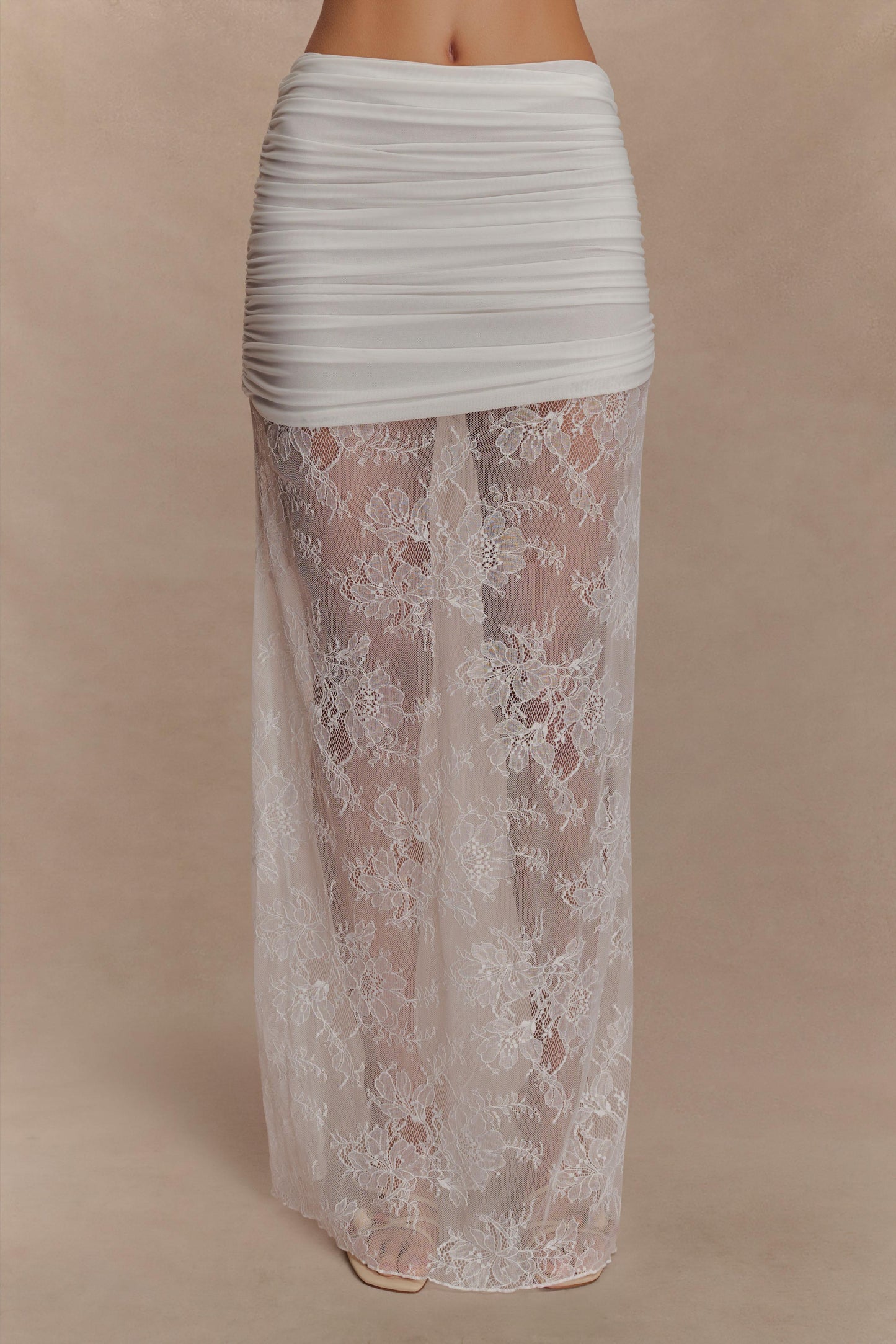 Jupe Maxi Guinevere en Dentelle et Maille - Ivoire