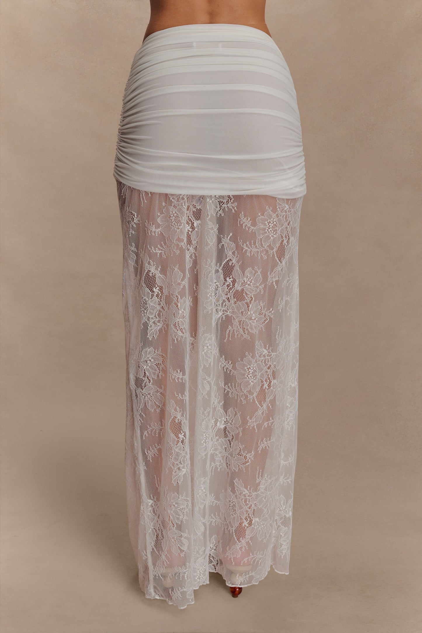 Jupe Maxi Guinevere en Dentelle et Maille - Ivoire