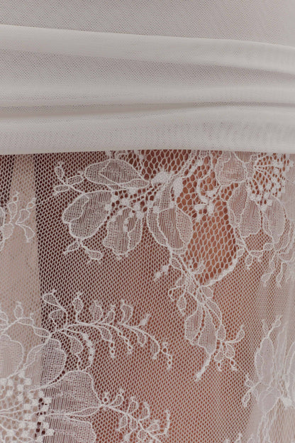 Jupe Maxi Guinevere en Dentelle et Maille - Ivoire