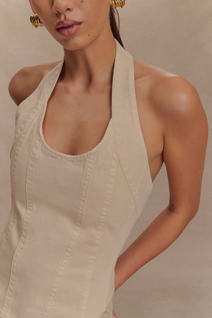 Haut-corset à porter en bandoulière en jean Meadow - Lavage effet pierre