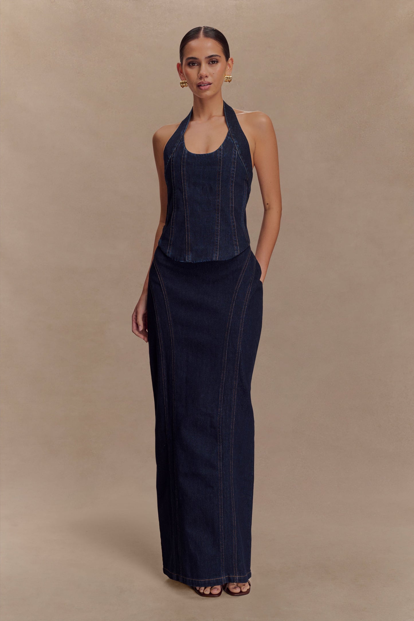 Jupe Maxi en Denim Alma - Bleu Indigo
